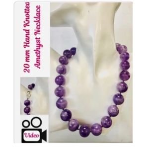 Amethyst 20 mm Hand Knotted Necklace Mint Condition